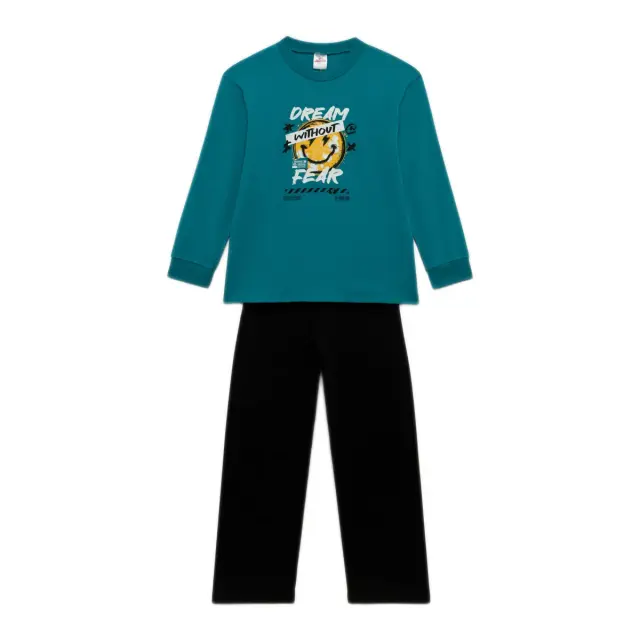 Minerva Παιδική Πυτζάμα Αγόρι Generation, Χρώμα Blue Teal-Black - 14 Y