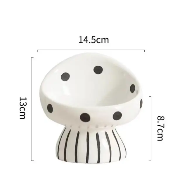 Υπερυψωμένο Κεραμικό Μπολ Μανιτάρι - 13x14.5cm / 200ml, ΛΕΥΚΟ
