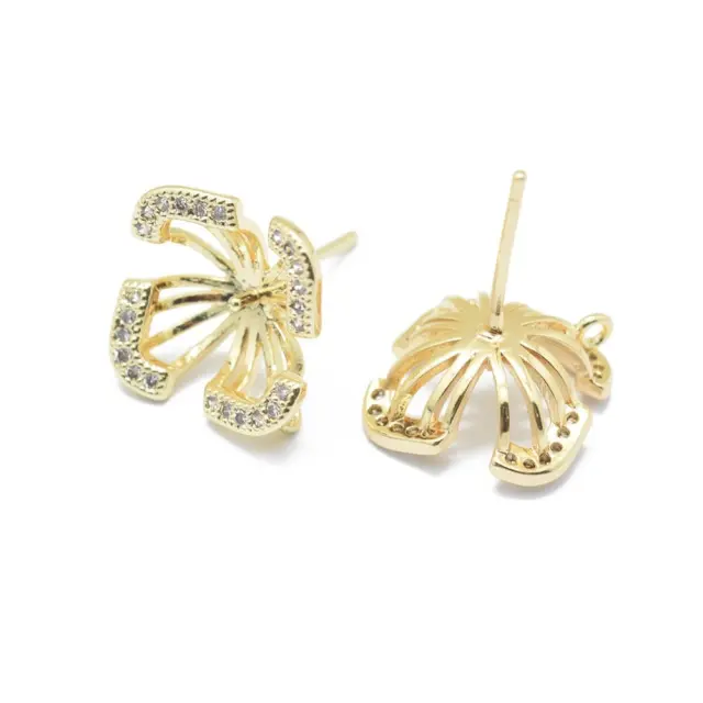 Σκουλαρίκι Καρφάκι με Κρεμασταράκι Real 14K Gold Plated - Ø10.5mm με Αναμονή για Πέρλα - 2τεμ