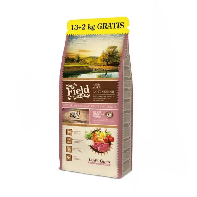 Sam's Field Low Grain Light Senior Lamb & Rice 13+2Kg ΔΩΡΟ Μονόχρωμο