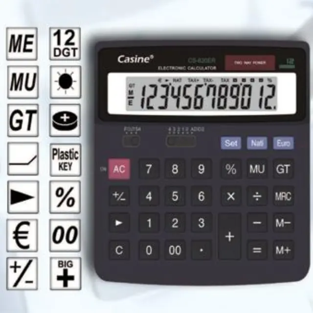 Αριθμομηχανή Casine 12 ψηφίων 16x15cm CS-820er