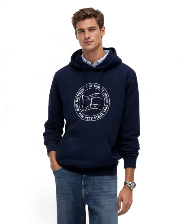 Tommy Hilfiger - Ανδρικό Φούτερ Graphic Terry Drawstring Regular Fit DM0DM23579-C1G Μπλε Σκούρο 2