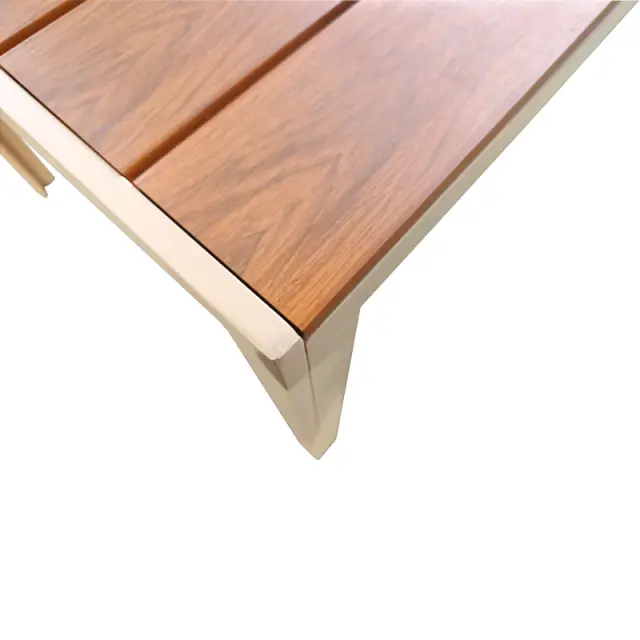Τραπέζι Nares pakoworld σαμπανί αλουμίνιο plywood σε φυσική απόχρωση 140x80x72.5εκ 3