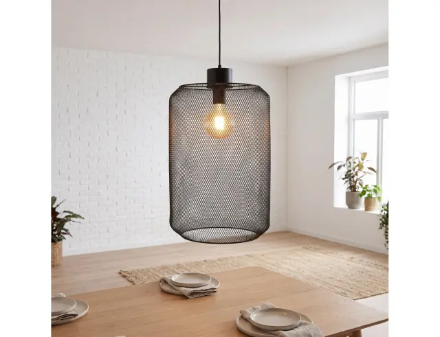 Φωτιστικό Οροφής Mesh PTMD Luxury Living Μονόφωτο, με λαμπτήρα E27 και διαστάσεις 48x48x80cm - Black 117120