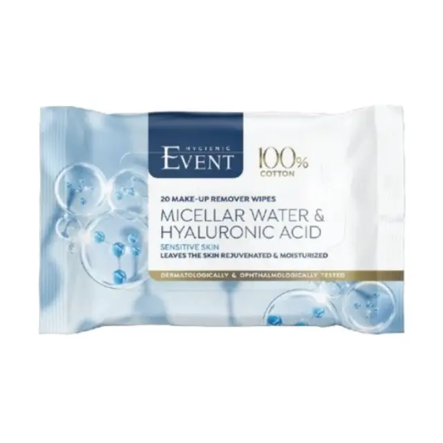 Event Υγρά Μαντηλάκια Ντεμακιγιάζ Hyaluronic 2X20τεμ (40τεμ)