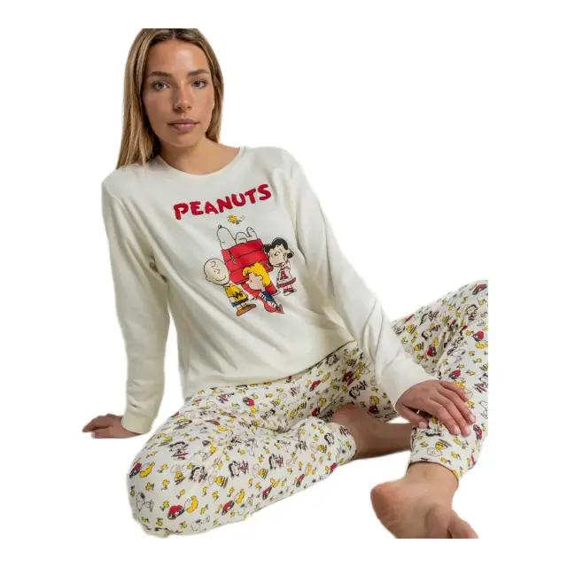 Admas Γυναικεία Πυτζάμα Peanuts Meet Up, Χρώμα Εκρού 3