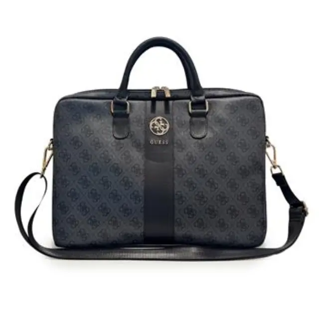 Guess PU 4G Stripe Metal Logo Computer Bag 14" Black