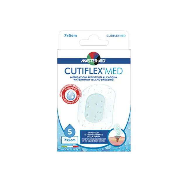 Master Aid Cutiflex Αυτοκόλλητες Διαφανείς & Αδιάβροχες Γάζες 5x7cm (4,2x2,6), 5 τεμάχια