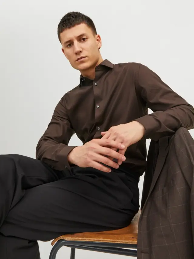 JPRBLAPARKER SHIRT L/S NOOS - Chocolate Torte 2