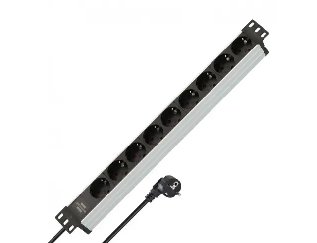Πολύπριζο Brennenstuhl Alu-Line Rackmount 19'' 1U 1390007009 - 9x Schuko - Καλώδιο 2m - Black/Silver1390007009