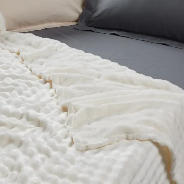 Κουβέρτα 240x260 King Size 350gsm Fleece Das Home 1369 Ivory 100% Πολυέστερ 2