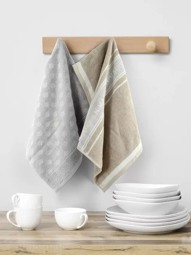 Nima Home Σετ Πετσέτες Κουζίνας (2 x 40x60) - Nima Home Μπεζ, Γκρι