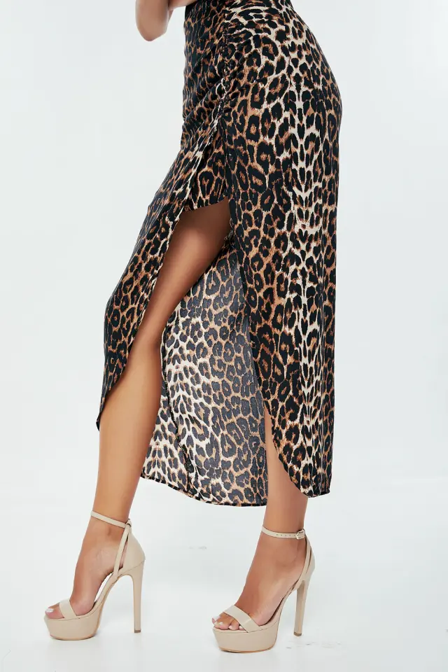 Φούστα με Σκίσιμο Animal Print Animal Print 2