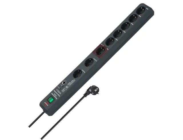 Πολύπριζο Ασφαλείας Secure Tec Brennenstuhl - 8x Schuko - 19500A - Με Διακόπτη On/Off - Καλώδιο 3m - Ανθρακί150144