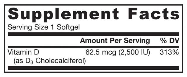 Jarrow Formulas Vitamin D3 2500 IU 2