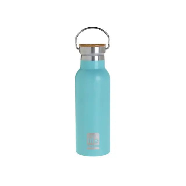 Γαλάζιο Μεταλλικό Θερμός 500ml-Bamboo Lid-Eco Life