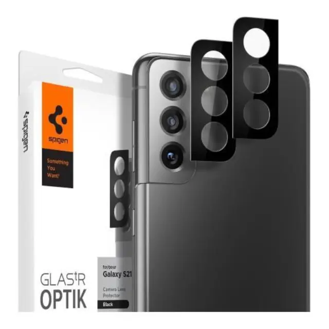 Tempered Glass Full Face Spigen για Τζαμάκι Κάμερας Samsung Galaxy S21 4G/ 5G Glas.tR Optik Μαύρο (2 τεμ.) N55420