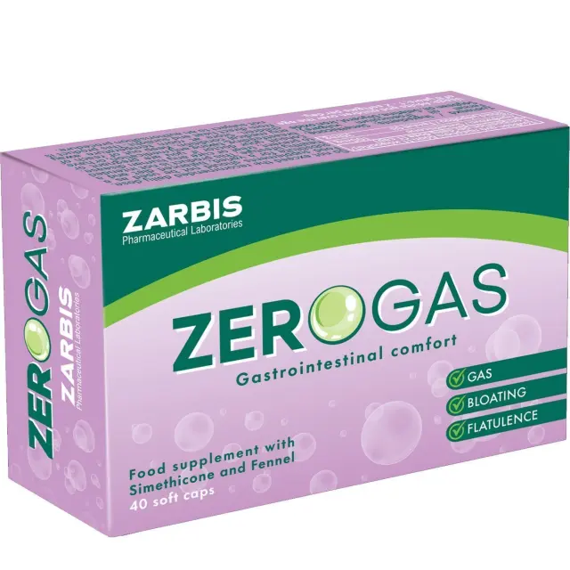 Zarbis ZeroGas Συμπλήρωμα Διατροφής με Σιμεθικόνη και Μάραθο, 40 μαλακές κάψουλες