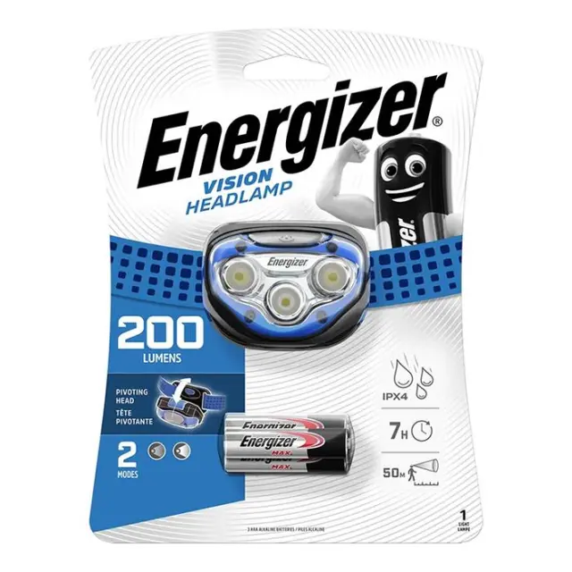 Φακός Κεφαλής Energizer Vision 2 Led 200 Lumens με Μπαταρίες AAA 3 Τεμ. Μπλε