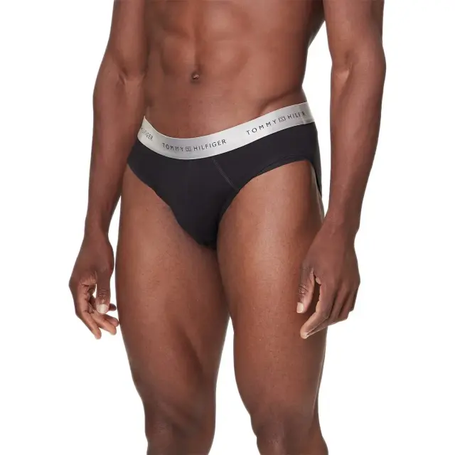 Tommy Hilfiger Ανδρικό Slip Metallic Waistband - Τριπλό Πακέτο, Χρώμα Blk-Des Sky-Silver - S 2