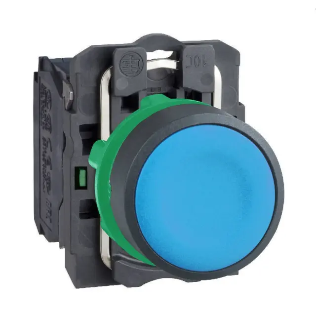 Harmony XB5, Push button, plastic, flush, blue, Ø22, spring return, unmarked, 1 NO