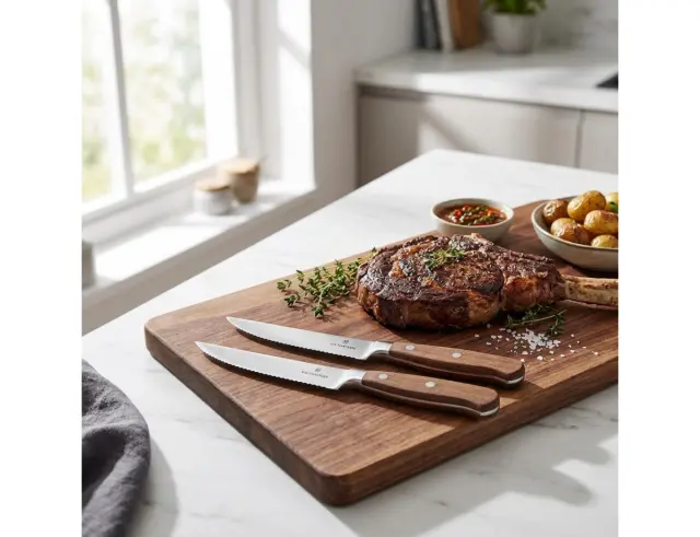 Σετ Μαχαίρια Μπριζόλας Victorinox Grand Maitre με ξύλινη λαβή και μήκος λεπίδας 12cm - 2 τεμάχια - Σε συσκευασία δώρου7.7240.2W