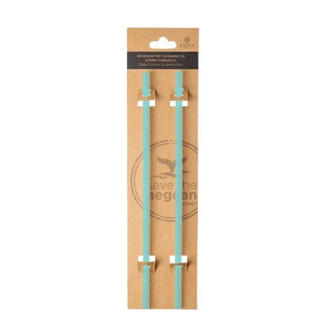 Estia Ανταλλακτικά Καλαμάκια Straw Tumbler Xl 900Ml Bermuda Green 2 Τεμ