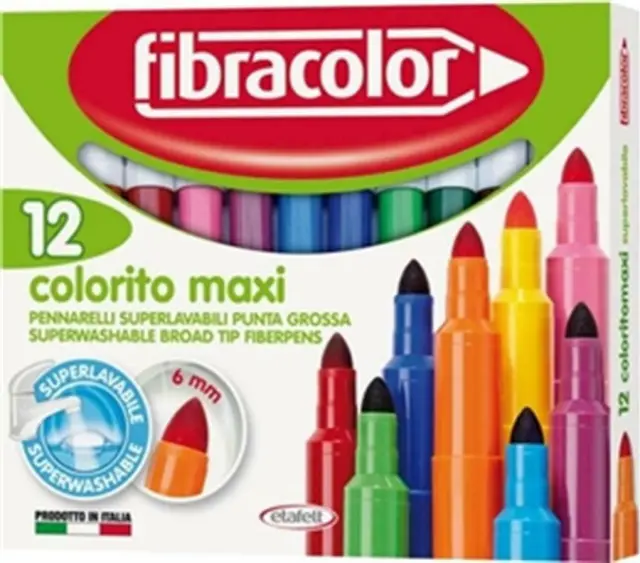 Μαρκαδόροι Fibra Colorito Maxi 12τεμ