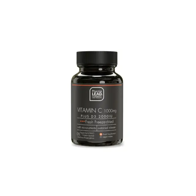 Pharmalead Black Range Vitamin C 1000mg Plus D3 2000IU,Συμπλήρωμα διατροφής με βιταμίνη C και D3 για το Ανοσοποιητικό Σύστημα, 30veg.tabs