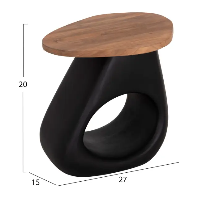 ΒΟΗΘΗΤΙΚΟ ΤΡΑΠΕΖΙ FB94692.01 FIBER CEMENT ΜΑΥΡΟ--ΞΥΛΟ TEAK TOP 47x60x59Υεκ 2