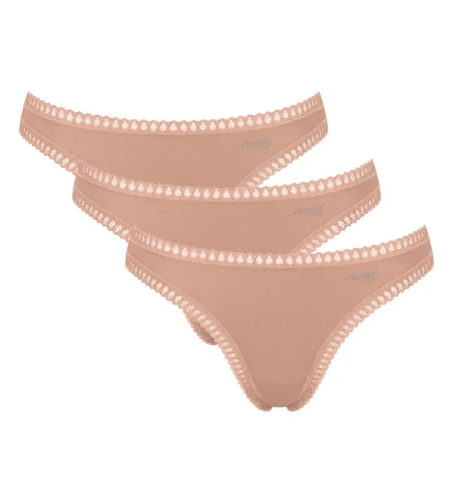 Sloggi Βαμβακερά Σλιπ Go Crush H String C3P Μπεζ 3-Pack 2