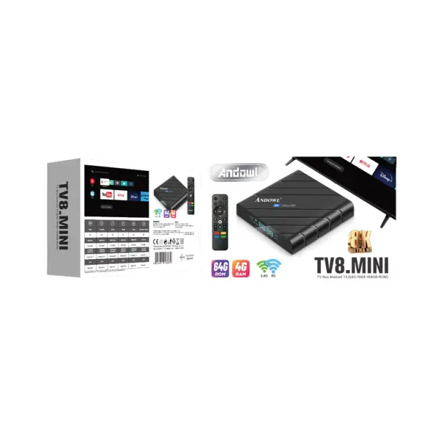 Andowl TV8.Mini Box8K GPU 4GB RAM και 64GB Αποθηκευτικό Χώρο με Λειτουργικό Android 13.0 - TV8.Mini Box 075716