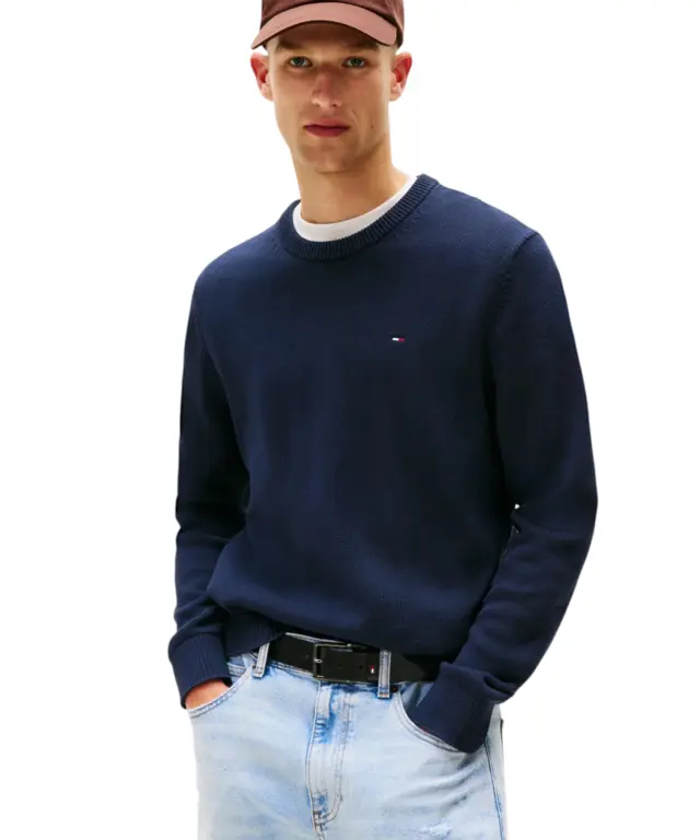 Tommy Hilfiger - Ανδρικό Πουλόβερ Essential Slim Fit DM0DM21787-C1G Μπλε Σκούρο