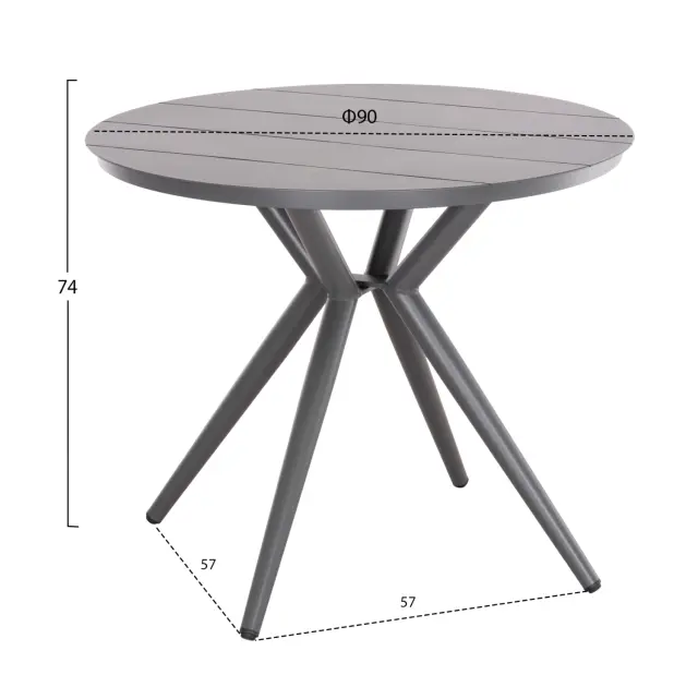 ΤΡΑΠΕΖΙ ΣΤΡΟΓΓΥΛΟ ΑΛΟΥΜΙΝΙΟΥ FB96289.01 ΓΚΡΙ Φ90x74Yεκ. 2