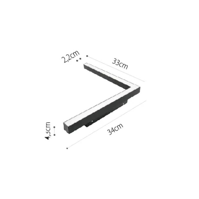 InLight Γραμμικό φωτιστικό γωνία LED 24W 3000K για μαγνητική ράγα σε μαύρη απόχρωση D:30cmX30cm (T05701-BL) 2