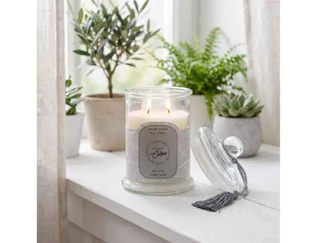 Αρωματικό κερί Home Deco Factory με διάρκεια καύσης 80 ώρες, άρωμα Cotton και διαστάσεις 13.2x23.5cm BO5579