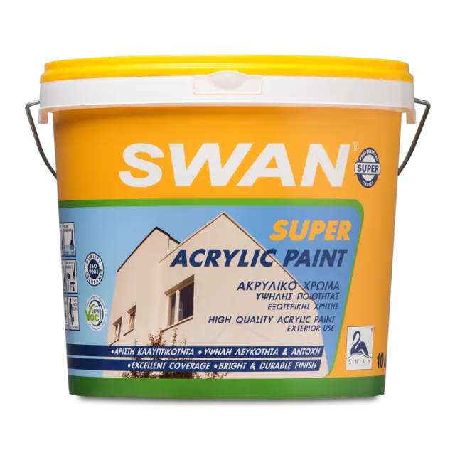 SWAN SUPER ACRYLIC PAINT Ακρυλικό Χρώμα Εξαιρετικής Ποιότητας Εξωτερικής χρήσης Ματ Λευκό 10lt