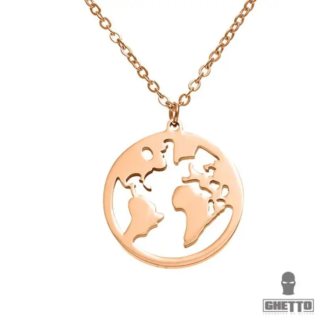 Ghetto Necklace Map Pendant Rose Gold