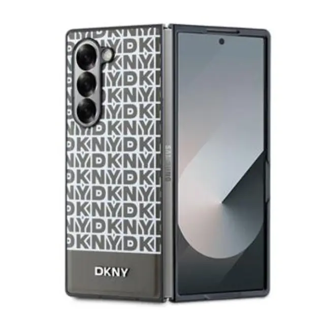 DKNY PU Leather Repeat Pattern Bottom Stripe MagSafe Case for Samsung Galaxy Z Fold 6 Brown