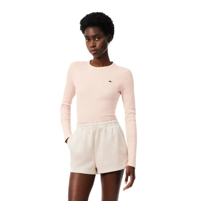Lacoste γυναικείο μακρυμάνικο βαμβακερό ribbed t-shirt 3TF1692-2