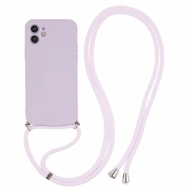 Θήκη Σιλικόνης Με Κορδόνι για τον Λαιμό για iPhone 11 Purple OEM