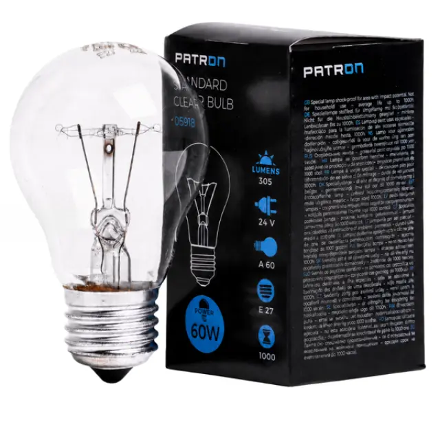 Incandescent Bulb E27 60W A60 24V CL Patron