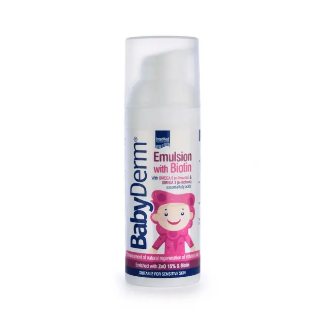 Intermed BabyDerm Emulsion Γαλάκτωμα με Βιοτίνη, Κατάλληλο για Ευαίσθητα Δέρματα, 50g 3