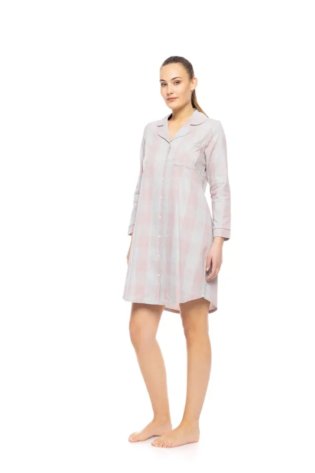 W1835 - Type - NIGHTGOWN BUTTONED SOFT ROSE PLAID 2
