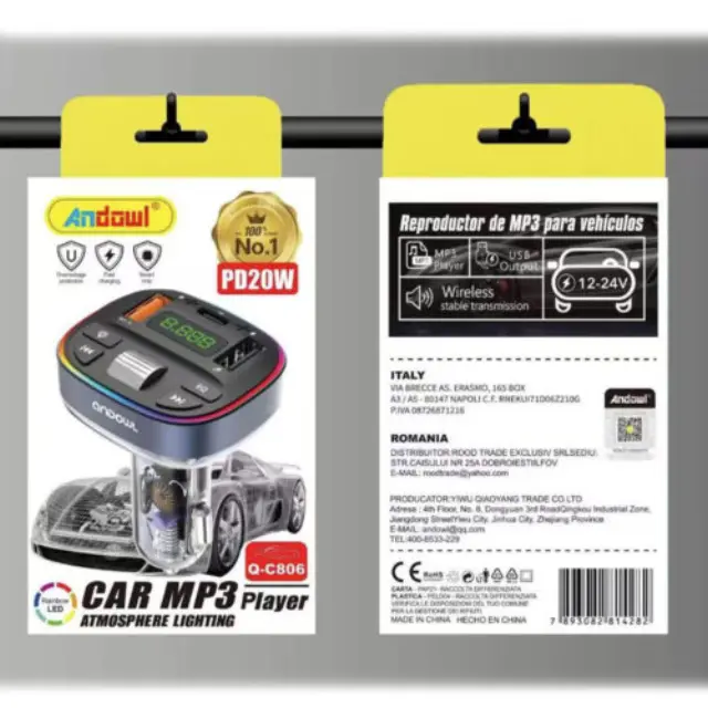 Andowl MP3 Player Αυτοκινήτου με PD20W Q-C806 2