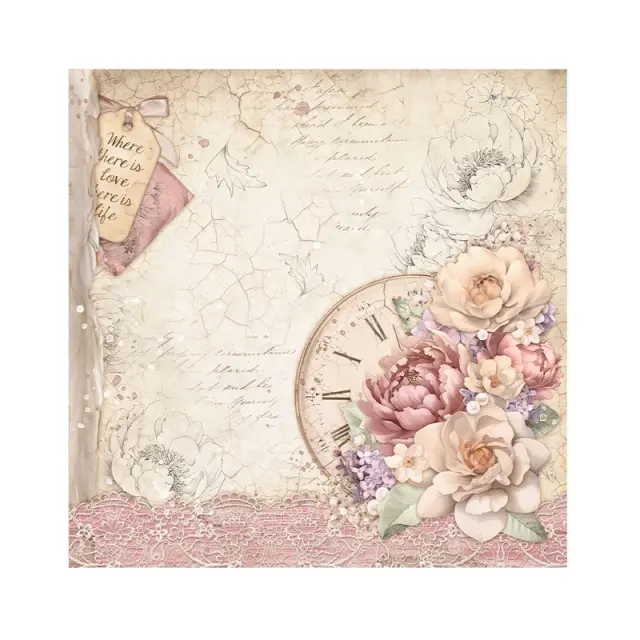 Τυπωμένο ύφασμα Stamperia, 30x30cm, 4 τεμ, Romance Forever 2