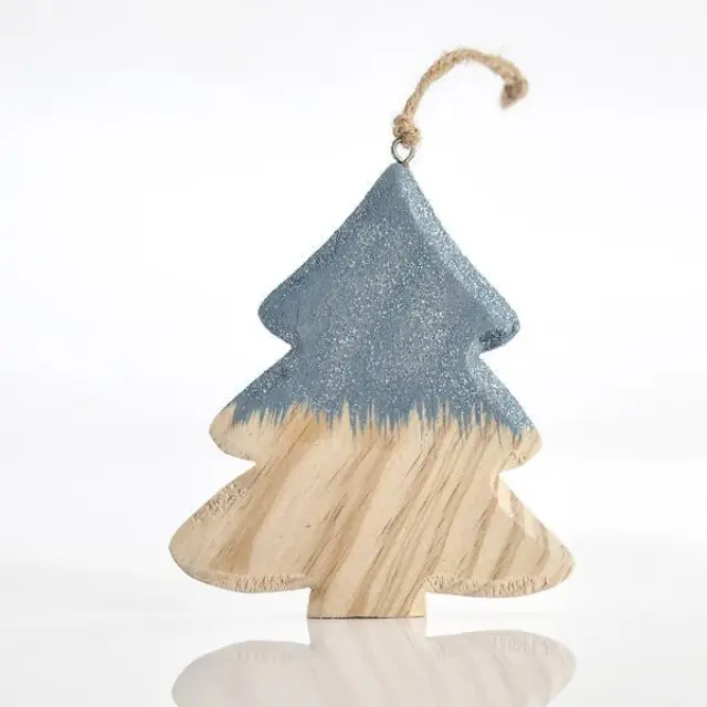 Δεντράκι Ξύλινο Με Μπλε Glitter 22x10x1.2cm