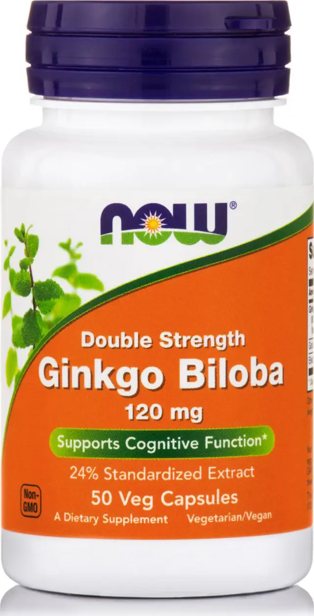 Now Foods Ginkgo Biloba, Double Strength 120 mg 50 Veg Capsules