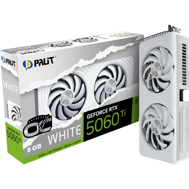 Palit GeForce RTX 5060 Ti OC WHITE 8GB (white, DLSS 4, 3x DisplayPort, 1x HDMI 2.1)