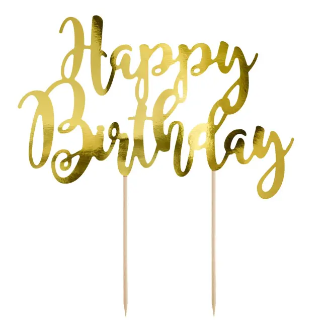 PartyDeco Cake Topper - Happy Birthday - Χρυσό